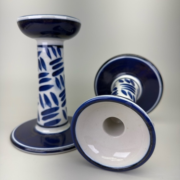 Vintage Blue and White Dansk Candleholders - Picture 3 of 10